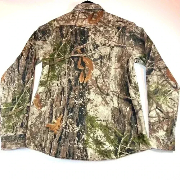 Cabela’s womens size Medium Zonz Woodland hunting shirt button down camouflage - Picture 10 of 11